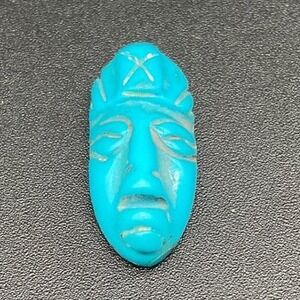 Vintage‎ Southwestern-Style Carved Turquoise Face Cabochon 1″ Jewelry Supply